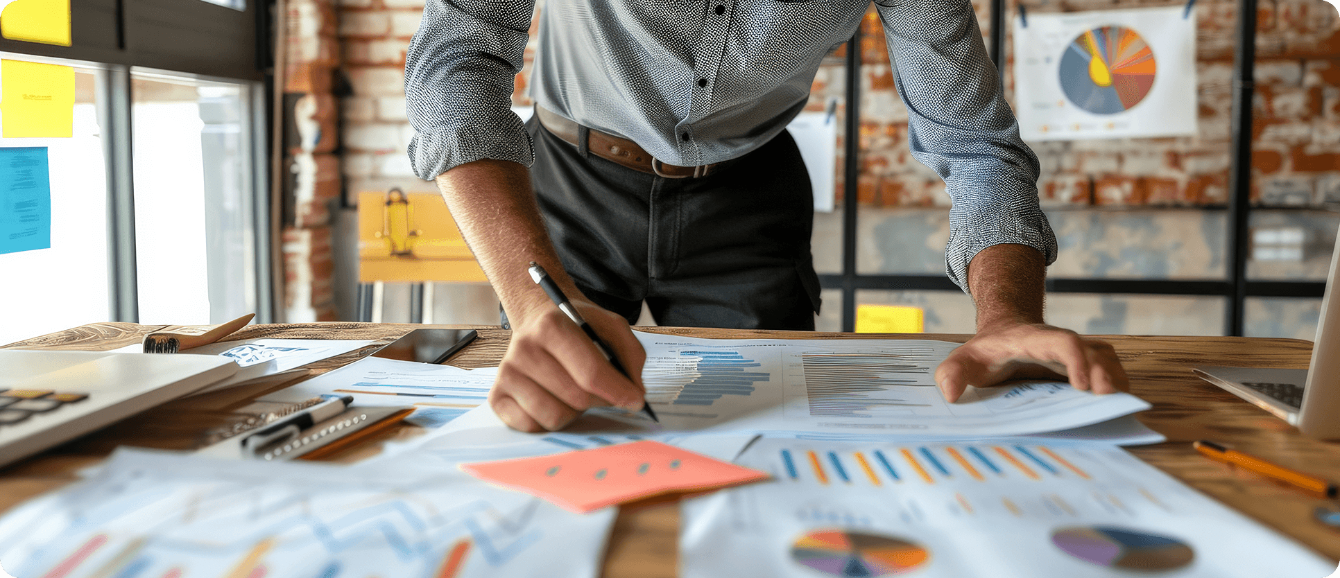 Person preparing business presentation